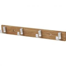 Wall-mounted coat rack wooden 4 hooks silver