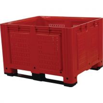 Economy vented plastic pallet box 2 skids 1000x1200x770mm