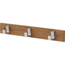 Wall-mounted coat rack wooden 3 hooks silver