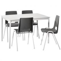Occasional Table & Chair Set - 4 Person - Grey Melamine Top - Steel Base - 1200x600mm