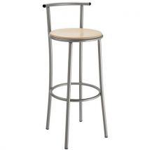 High Bar Stool - Beech Seat with Steel Frame