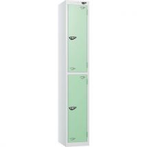 White/mint 2-door metal locker - 1800x380x450mm - cam lock