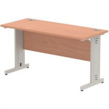 Impulse rectangular desk with cable management beech 1400x600mm