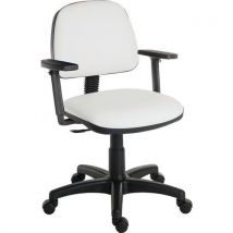 White industrial workshop chair with adj arms - ergo