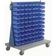 Single Sided Trolley with 80 x TC2 Blue Bins by Barton