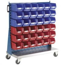 Single Sided Trolley with 18xTC3 Red Bins + 18xTC3 Blue Bins by Barton