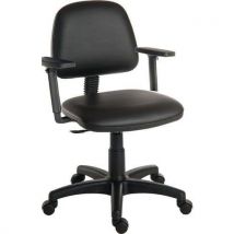 Black industrial workshop chair with adj arms - ergo