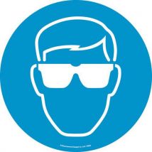 Self-adhesive ground marker - eye protection must be worn