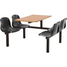 4 seat canteen table - 1-way access - black seat - beech top
