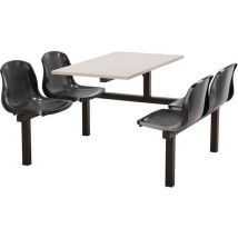4 seat canteen table - 1-way access - black seat - grey top
