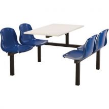 4 seat canteen table - 1-way access - blue seat - white top