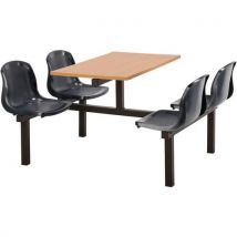 4 seat canteen table - black seat - beech top