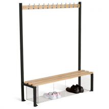 Black single sided 12 hook bench seat with shoe tray