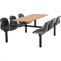 6 seat canteen table - black seat - beech top