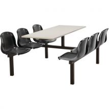 6 seat canteen table - black seat - grey top