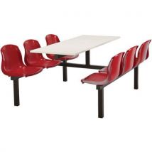 6 seat canteen table - red seat - white top