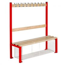 Red school single sided 9 hook bench seat with shoe tray
