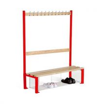 Red school single sided 12 hook bench seat with shoe tray