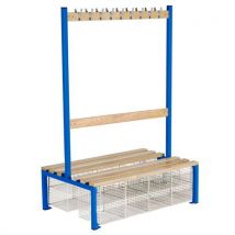 Blue school double sided 9 hook bench seat with baskets