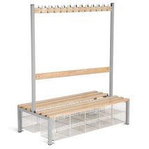 Grey school double sided 12 hook bench seat with baskets