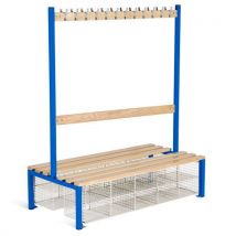 Blue school double sided 12 hook bench seat with baskets