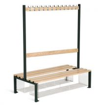 Black school double sided 12 hook bench seat with shoe tray