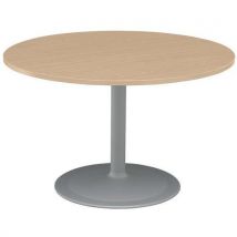 80-diameter beech round meeting table with tulip base