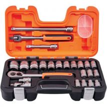 Bahco 25 piece 1/2in drive socket set & impact-proof case