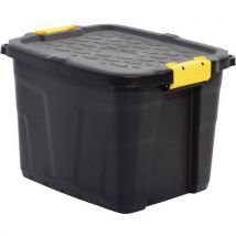 Pack of 5 - 42 L Heavy Duty Box With Lid Black