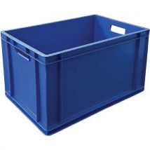 Five 63l blue plastic stacking euro containers - totebox
