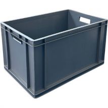 Five 63l grey plastic stacking euro containers - totebox