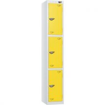 White/lemon 3-door metal locker - 1800x450x450mm - hasp lock