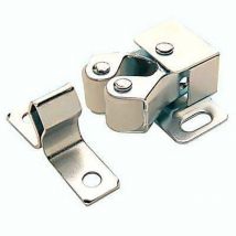 Double roller catch 25mm nickel plated
