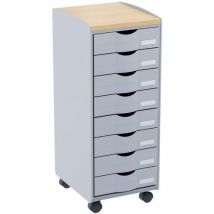 Grey 8-drawer mobile trolley - paperflow