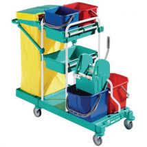Green cleaning trolley l: 123 cm cap.: 2 x 15 L