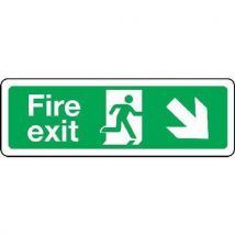 Self adhesive vinyl fire exit down right sign hxw 150x450mm
