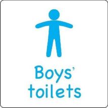 Blue aluminium boys toilet sign. Hxw 300x300mm