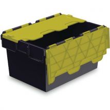 Grey and Yellow Euro Attached Lid Container 54 L by Totebox