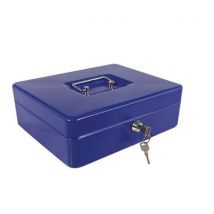 Blue cash box with tray 200x160x90 mm