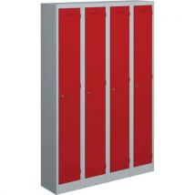 Red lockers - 1 door 4 column - 1800x1200x450mm - bisley