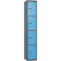 Grey/blue 4-door metal locker - 1800x380x380mm - cam lock