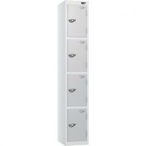 White/silver 4-door metal locker - 1800x380x380mm -hasp lock