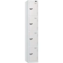 White/white 4-door metal locker - 1800x380x380mm - hasp lock