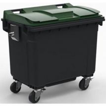 660L Green Lid Wheelie Bin - 4 Wheels - Waste Sorting - Recycled Materials - 3 Year Warranty