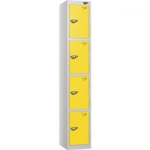 Silver/lemon 4-door metal locker - 1800x380x450mm - cam lock