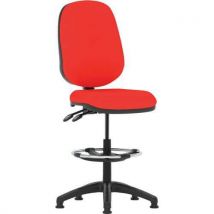 Red fabric task operator chair + footrest - eclipse 2