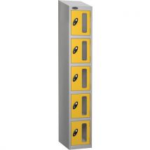 Yellow 5 door sloping top vision panel locker 1930x305x305mm