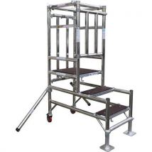 Industrial podium step - 4-5 tread - 1.5m high - aluminium
