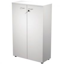 Solo white mid-high cabinet with swing doors