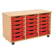 18 tray wooden storage unit including grey trays